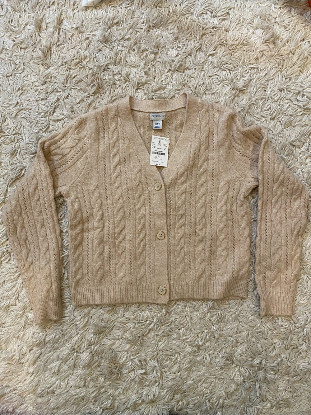 NWT Crewcuts Beige Cable Knit V-Neck Cardigan